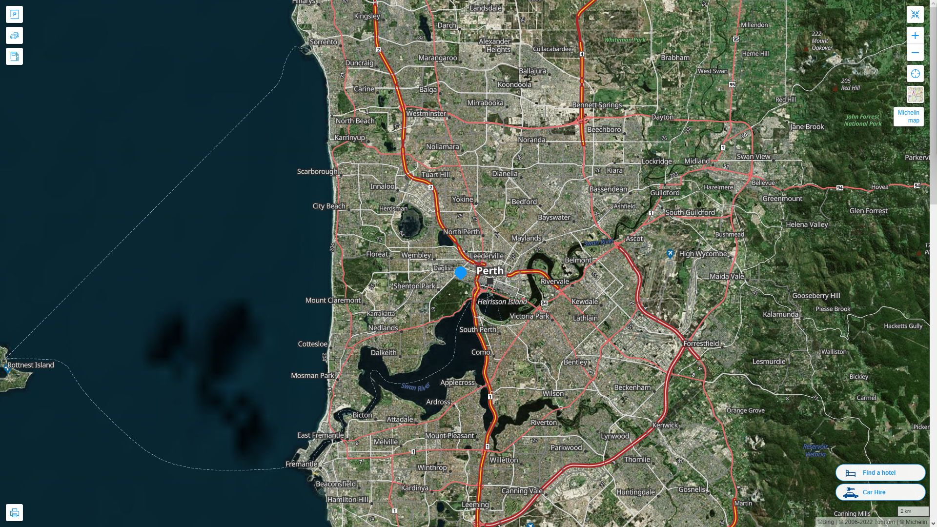 Perth Highway and Road Map with Satellite View
